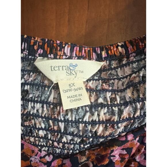 Terra & Sky Women's Plus Flutter Sleeve Floral Midi Dress Size 5X 32W 34W New - Picture 5 of 6